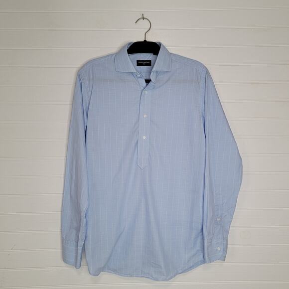 Spier & Mackay Slim Fit Half Button Shirt Mens Size 15 Premium Cotton Oxford Top - Picture 1 of 6